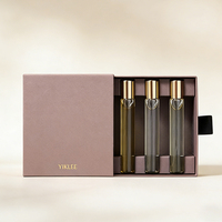 Caja de Embalaje Personalizada para Colección de Perfumes con Logotipo en Lámina Dorada, Viales de Muestra de Perfume de Vidrio Transparente de 2ml, 3ml, 5ml y 10ml con Tapa