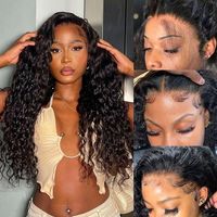Perruque sans colle à dentelle transparente HD 360 Lace Afro bouclée, 100% cheveux humains, densité 180%, 16 pouces, pré-épilée, la plus vendue