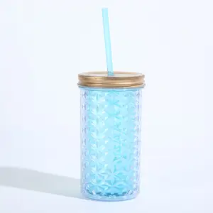 Factory Outlet Mason Jar Clear Tumbler Drinking Color Glass Cup With Straw