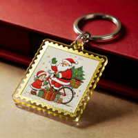 Meilleures ventes transfrontalières : Étiquette de Noël en acrylique Père Noël, impression numérique, estampage à chaud, design de sceau exquis, cadeau de fêtes