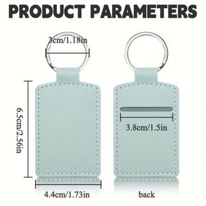 Mini Access Control Keychain Pouch Portable Pu Leather <b>Key</b> <b>Ring</b> Square Id Badge Card Holder - Product Image 2