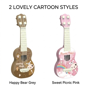 Ukulélé 4 cordes pour débutants, motif <span class=keywords><strong>ours</strong></span> classique, finition marron et rose, style dessin animé, instrument de musique pour enfants - Product Image 4