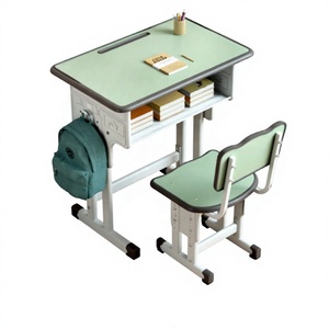 Conjunto de Escritorio y Silla Escolar de Acero Ajustable en Altura, Mesa de Estudio para Estudiantes de Primaria y <span class=keywords><strong>Secundaria</strong></span> - Product Image 1