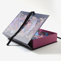 Boîte d'emballage rigide en forme de livre pour extensions de cheveux en papier artistique, personnalisée avec ruban et gaufrage, pour chapeaux et vêtements de marque de mode