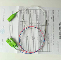 Singlemode PLC G.657.A.1 1x2 Modul Mini Pembagi Serat Optik 0.9mm Konektor Serat SC/APC Kaset Aluminium Penggunaan FTTX