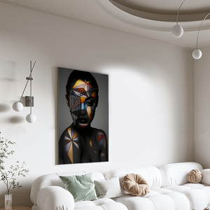 Venta al por mayor de mujer negra africana maquillaje geométrico lienzo carteles impresiones figura retrato <span class=keywords><strong>cuadros</strong></span> artísticos de pared para sala de estar - Product Image 5