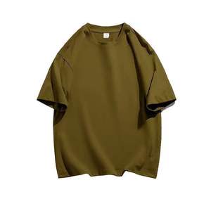 헤비 200g 단색 면 반팔 남성과 여성의 여름 트렌드 모든 느슨한 캐주얼 심플 티셔츠 - Product Image 5