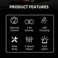 Coche de Carreras RC de Aleación Fundida a Presión, Miniatura a Escala 1/64, con Control Remoto 2.4G, Luces, Velocidad Ajustable, Cable USB, 5 Canales, Regalo