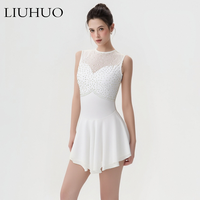 LIUHUO Robe de patinage sur glace de luxe taille unique pour femmes, tenue de performance imprimée pour le patinage artistique, danse de salon pour les compétitions