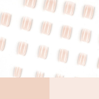 Faux ongles carrés courts à presser, 24 pièces, dégradé rose nude brillant, pour femmes, usage quotidien, bureau, mariée, manucure, cadeau, tendance