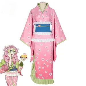 Disfraz de <span class=keywords><strong>Cosplay</strong></span> de Anime Demon Slayer, Kimono Rosa con Estampado Floral, Haori, Conjunto Completo de Halloween para Mujer Adulta, Vestido de Fiesta Temática de <span class=keywords><strong>Sakura</strong></span> de Poliéster - Product Image 3