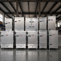 Chariot de cuisson à la vapeur commercial 4-24 plateaux en acier inoxydable 304, machine à cuire le riz sur mesure avec système de remplissage automatique d'eau pour chaînes de restauration rapide