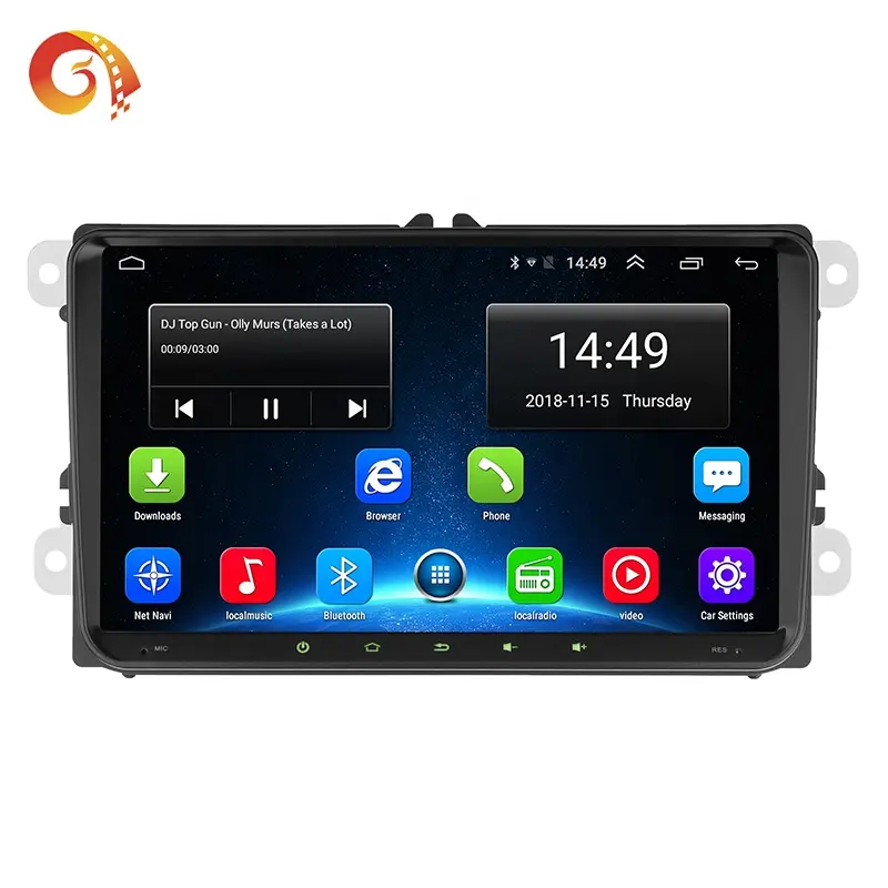 Espelho de vídeo de carro 9 polegadas, android 1024*600 hd 1080p, tela sensível ao toque completa, 2din, estéreo, sistema de rádio de carro, dvd player para vw