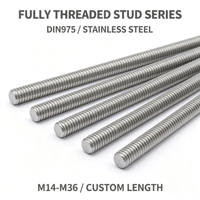 DIN975 Stainless Steel Threaded Bar Polished Full Thread Stud M14-M36 High Corrosion Resistant Black Zinc Custom Length Stud