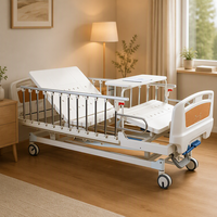 Lit d'hôpital manuel 2 fonctions avec table d'amortissement, plateau en acier embouti, garde-corps en aluminium renforcé 12 barres, pour soins aux personnes âgées