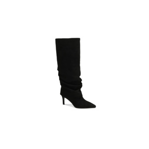Bottes hautes noires en daim à bout pointu et talon aiguille pour femme, style décontracté à enfiler, collection automne/hiver - Product Image 6
