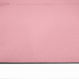 TPE Yoga Mat 6mm 183x61cm Pink Gray Two Tone Non Slip For Women Exercise - Product Image 1