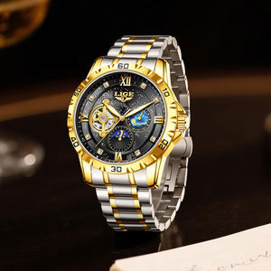 Reloj de lujo mecánico automático para hombre Lige, correa de acero inoxidable, luminoso, resistente al agua hasta 10m, reloj de pulsera multifuncional - Product Image 4