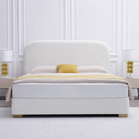 Geschwungener Samt-Polsterbettrahmen für Queen- und King-Size-Schlafzimmermöbel in Sondergrößen