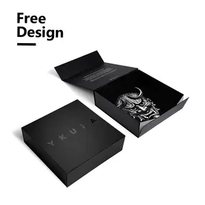 Cajas plegables con logotipo UV, cajas de embalaje de regalo plegables negras grandes personalizadas para sudaderas con capucha, ropa de marca