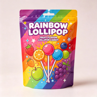 Sachets refermables mats de qualité alimentaire avec logo personnalisé imprimé pour bonbons, friandises et sucettes, avec encoche de déchirement