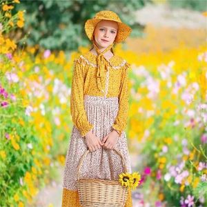 Disfraz de Niña Estilo Colonial para Niños y Adultos, Vestido Amarillo con Estampado Floral para Halloween, Purim, Día de Acción de Gracias, 2026 - Product Image 6