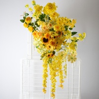 Fleurs artificielles en soie de couleur jaune inspirées de la dopamine, y compris des fausses roses, durabilité artisanales comparable à celle des os, sensation hydratante