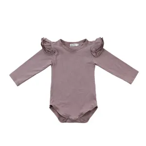 Manufacture Wholesales Customized Children Clothing Jersey Knit Cotton Material Baby Girls Long Sleeve Romper