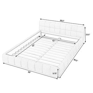 Luxury Queen Size Upholstered <strong>Bed</strong> <strong>Frame</strong> Thick Chenille Fabric Platform <strong>Bed</strong> Solid Wood <strong>Low</strong> Profile <strong>Frame</strong> - Product Image 5