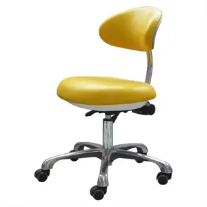 High quality yellow leather nail salon foot spa small chair modern adjustable rotating barber stool