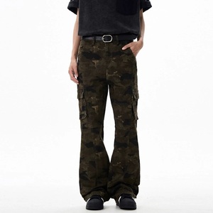 High Quality <b>Winter</b> Washed Breathable Wide Leg Baggy Straight Fit Hip Hop Camouflage Denim <b>Overalls</b> Men's - Product Image 6