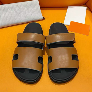 Sandali da <span class=keywords><strong>uomo</strong></span> in vera pelle di lusso con <span class=keywords><strong>velcro</strong></span> regolabile, suola spessa antiscivolo, <span class=keywords><strong>scarpe</strong></span> estive casual da spiaggia - Product Image 1