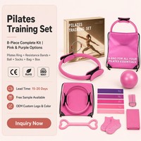 Set de Entrenamiento de Pilates, Kit de Equipo de Yoga de 8 Piezas, Anillo de Pilates, Bandas de Resistencia, Bola, Correa, Calcetines, Gimnasio en Casa, Fitness para Mujeres