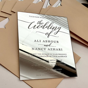 Invitations acryliques personnalisées carte de <span class=keywords><strong>mariage</strong></span> miroir or argent noir Invitation acrylique pour fête d'invitation de <span class=keywords><strong>mariage</strong></span> - Product Image 1