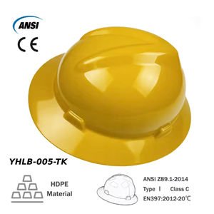 خوذة سلامة للبناء من البولي إيثيلين عالي الكثافة معتمدة وفقًا لمعيار ANSI Z89.1-2014، خوذة صلبة بحافة كاملة بـ 6 نقاط، متوفرة باللون الأحمر والأبيض والأصفر والأزرق - Product Image 3
