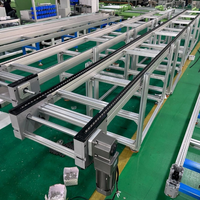 Ligne de convoyage modulaire en profilés aluminium personnalisée, nouvelle, avec transfert de palettes et stations tampon, vitesse durable de 20 m/min