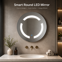 Smart LED Round Bathroom Mirror with Front Lighting, Stepless Dimming, 3 Color Temperature, Anti-Fog, Bluetooth