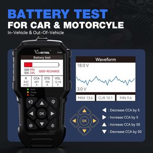 Probador de Baterías de <span class=keywords><strong>Coche</strong></span> VDIAGTOOL BT300 6V 12V para VRLA, GEL, AGM, EFB, Baterías de Arranque Sumergidas Regulares, Comprobación de Salud de Batería 5-3000CCA, en Stock en EE. UU. - Product Image 3