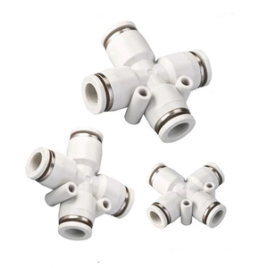 Aochente pza 4 cách chi nhánh chéo màu xanh đỏ đen nhựa + Brass dòng không khí đẩy trong nhanh chóng kết nối khí nén Phụ Kiện 4-12mm - Product Image 2