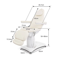 Mobilier de salon de beauté haut de gamme, table de massage entièrement blanche, lit de spa moderne, 3 moteurs électriques, lit de soin du visage et des cils