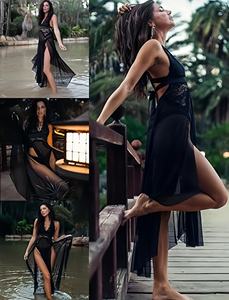 Frauen Sommer Sexy Deep V Transparente Spitze Sling Kleid Bodysuit mit Stickerei Dot Bow Temptation Damen dünne Unterwäsche - Product Image 5