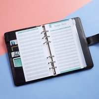 12 feuilles de budget d'expenses pour classeur A6 en cuir PU, avec 8 pochettes pour classeur A6