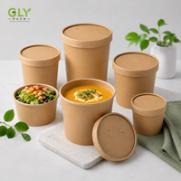Bols à soupe en papier kraft imprimés sur mesure avec couvercles, contenants alimentaires jetables 8oz 12oz 16oz 24oz, emballage pour salades, déjeuners et plats à emporter