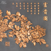 Mural de Latón Forjado a Mano con Relieve de Peonía, Arte de Pared de Latón Grabado a Mano para Decoración del Hogar y Hoteles Furui Classic BH-001
