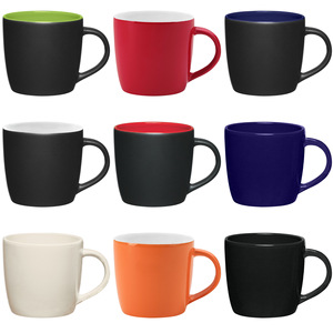Hai tone hai-màu 12oz hiện đại gốm cà phê <span class=keywords><strong>Mug</strong></span> Cup hiện đại Big Belly Matte Đen mang nhãn hiệu Riviera Mugs wtih logo cho khuyến mãi - Product Image 5
