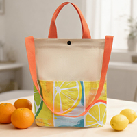 Sac fourre-tout en toile robuste et durable avec poche avant et bouton-pression pour des courses écologiques, des vacances d'été et des voyages