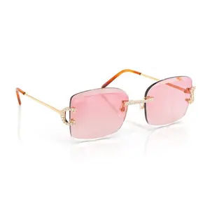 New Product Stylish Design Rose Gold Plated Iced Out Moissanite Glasses
