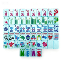 Tuiles de Mahjong Américaines en Coquille de Nacre Simple Couche Lucky Charm Aspen Glow avec Symboles Fantaisistes et Motifs Floraux de Dragon Vibrants