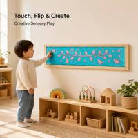 Papan Sensorik Kayu Montessori Papan Gambar Kreatif Panel Dinding Kain Payet untuk Peralatan Ruang Belajar Mainan Autisme