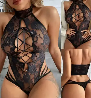 Black Bodysuit Lingerie Sexy Erotic Women Lingerie Cosplay Lace Mesh See Through Teddy Underwear Lingerie Women's Clothing Thin